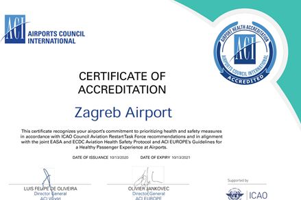 Zagreb Airport awarded with ACI Airport Health Accreditation